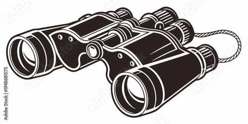 a pair of black binoculars with a strap Vector