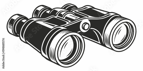 a pair of black binoculars with a detailed design Vector