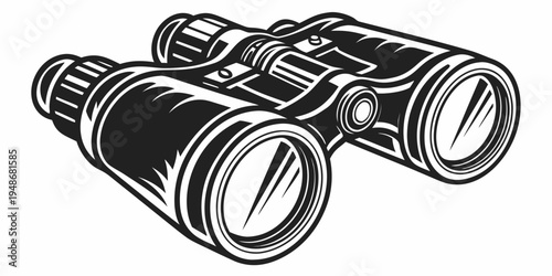 a pair of black binoculars with detailed design Vector
