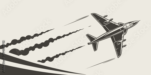 a fighter jet flying through the air with smoke trails Vector