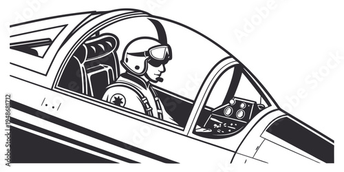 pilot sitting in the cockpit of an airplane Vector
