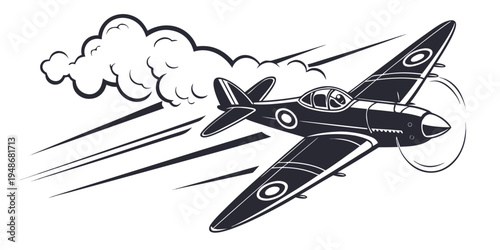 a small propeller plane flying through the air Vector