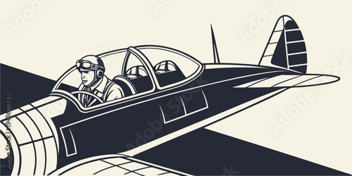 a small airplane flying through the air Vector