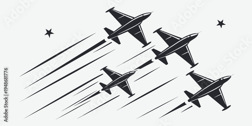 a group of fighter jets flying in formation Vector