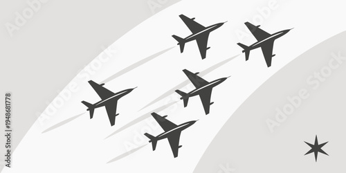 a group of fighter jets flying in formation Vector