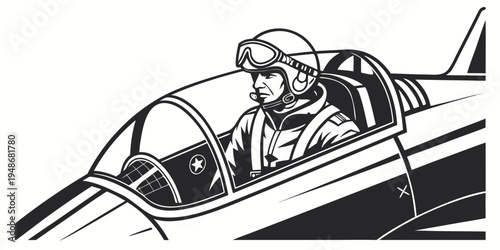 pilot sitting in the cockpit of a fighter jet Vector