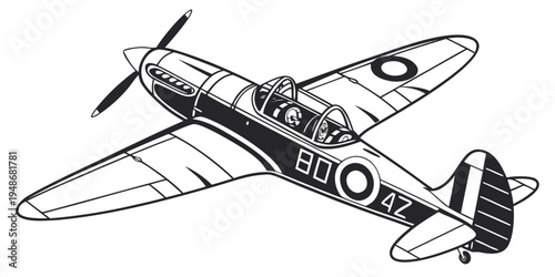 a vintage airplane with a single propeller Vector