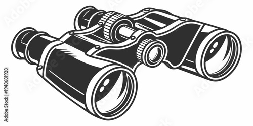 a pair of black binoculars with white outlines Vector