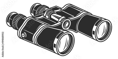 a pair of black binoculars with a detailed design Vector