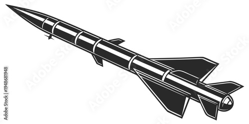a black and white drawing of a missile Vector