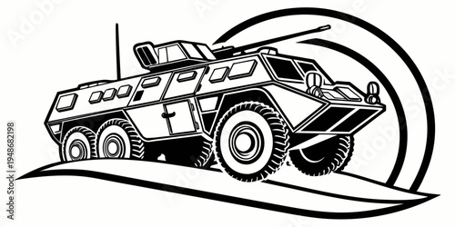 a military armored vehicle with a mounted gun Vector