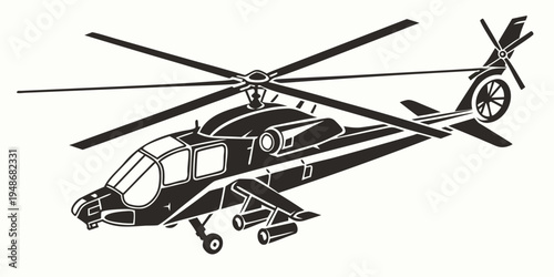 a black helicopter with rotors Vector
