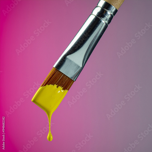 a bright stroke of yellow slipping from a lifted brush, capturing creative motion and bold modern artistic energy