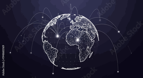 Vector illustration of a connected global network earth map