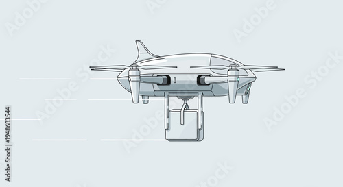 Vector drone illustration with camera