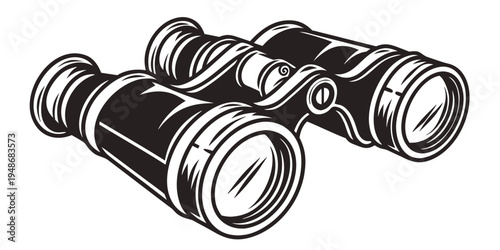 a pair of black binoculars with white accents Vector