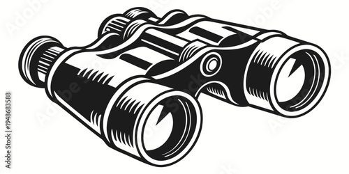 a pair of black binoculars with a strap Vector