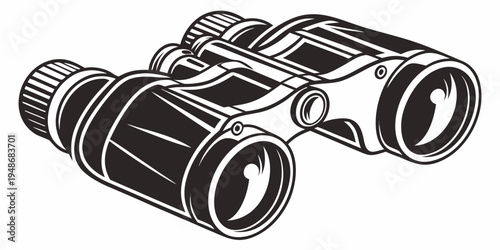 a pair of black binoculars with white outlines Vector