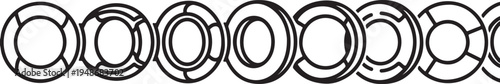 A series of interconnected circular objects forming a continuous pattern. Vector