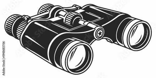 a pair of black binoculars with a detailed design Vector
