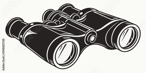 a pair of black binoculars with white outlines Vector