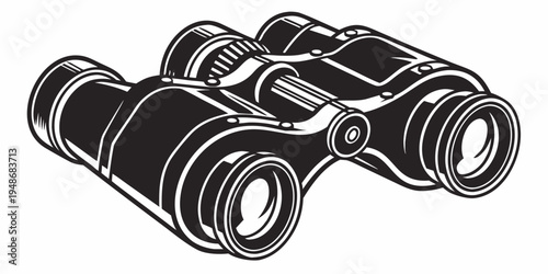 a pair of black binoculars with silver accents Vector