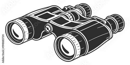 a pair of black binoculars with white outlines Vector