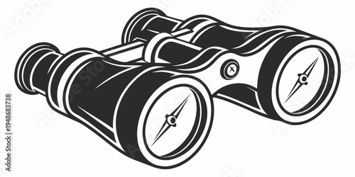 a pair of black binoculars with white accents Vector