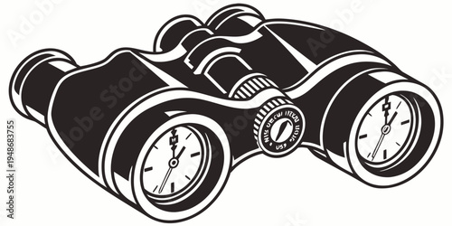 a black and white illustration of binoculars Vector
