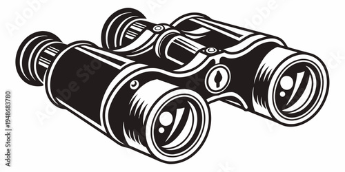 a pair of black binoculars with a detailed design Vector
