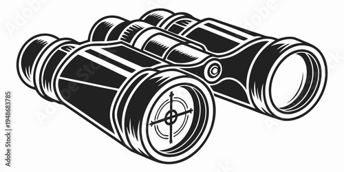 a pair of black binoculars with a detailed design Vector