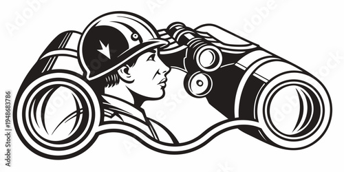 a sailor looking through binoculars Vector