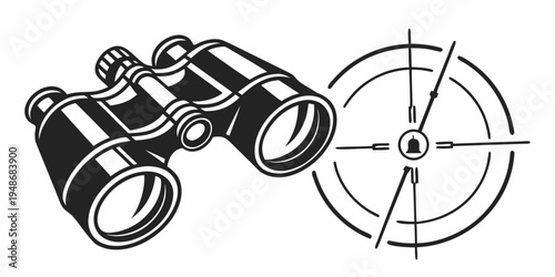 a pair of binoculars next to a target Vector