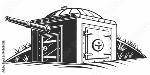 a small building with a gun on top Vector