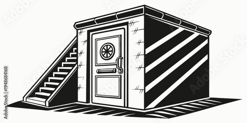 a small shed with a washing machine inside Vector