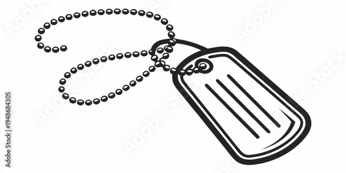 a dog tag on a ball chain Vector