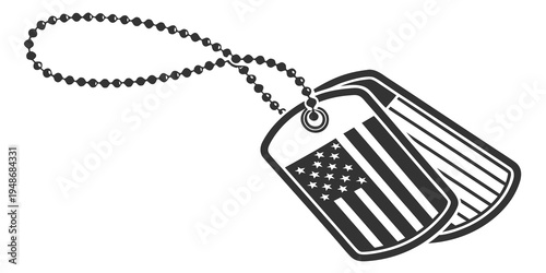 a dog tag with an american flag design Vector