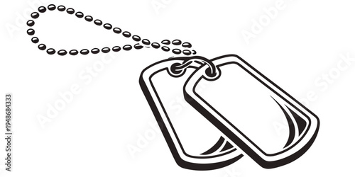 a pair of dog tags on a ball chain necklace Vector