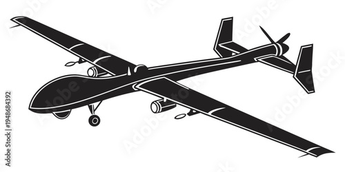 a black and white drawing of a small airplane Vector