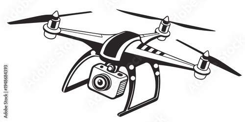 aerial drone with a mounted camera Vector
