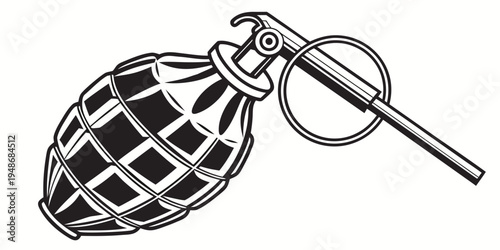 a drawing of a grenade with a safety pin Vector