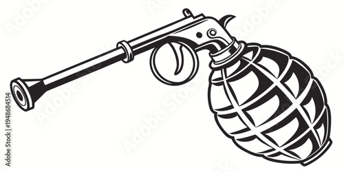 a grenade launcher with a spherical explosive device Vector