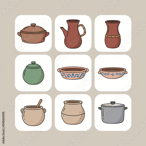 Set of wooden and plastic cutting boards icons including various shapes such as rectangular round oval and handled chopping boards for kitchen culinary and food preparation vector design