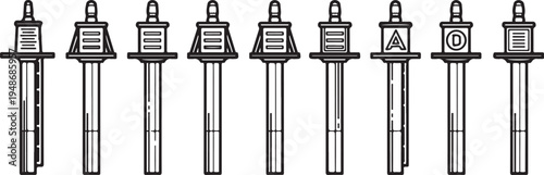 A collection of various laboratory test tubes with different contents and labels Vector