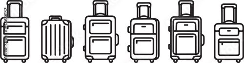 Assorted suitcases and travel bags in a row for packing and travel preparation Vector