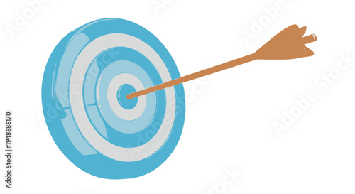 Archery Target with Arrow Hitting the Bullseye in Practice Shot for Skill Demonstration.