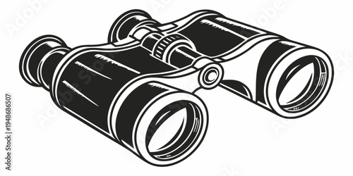 a pair of black binoculars with a shiny finish Vector