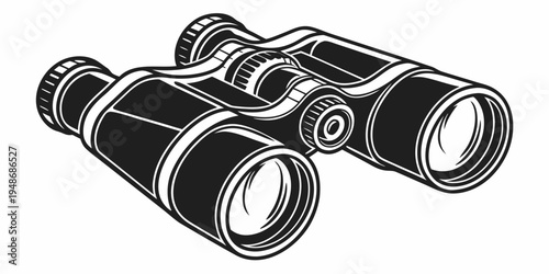 a pair of black binoculars with white outlines Vector