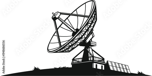 a large satellite dish on a hill Vector