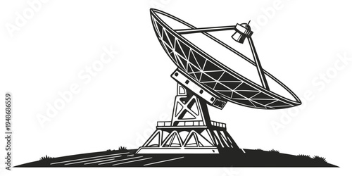 a large satellite dish on a hill Vector